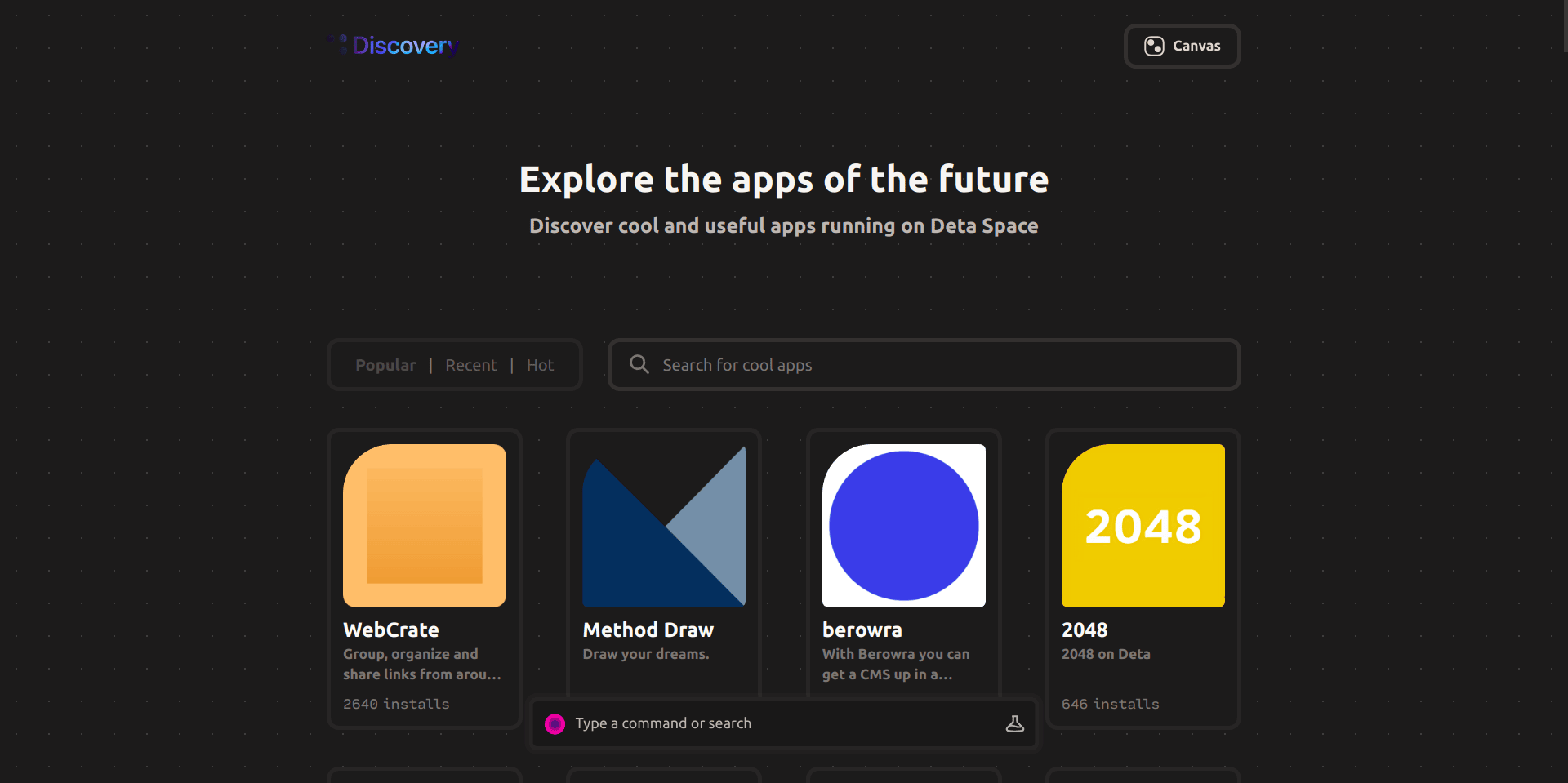 Discovery App List Screenshot